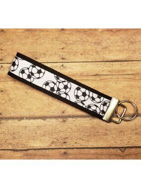 Soccer Balls Wristlet Keyfob / Keychain